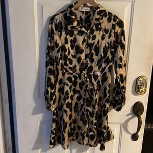 Impressions Leopard Button Front Dress